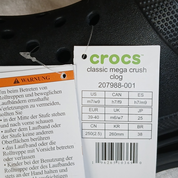 Crocs Classic Mega Crush Clog M7 W9 - Picture 8 of 8